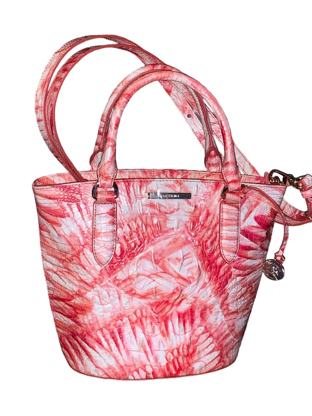Brahmin Small Bowie Pink Flamingo Melbourne Handbag/Shoulder Bag NWT